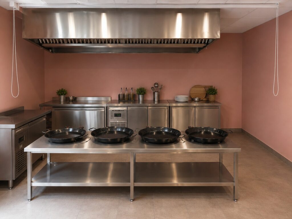 Proyecto de hostelería de Grautec en Bonalba (Mutxamel): Cocina vista para restaurante de arroces